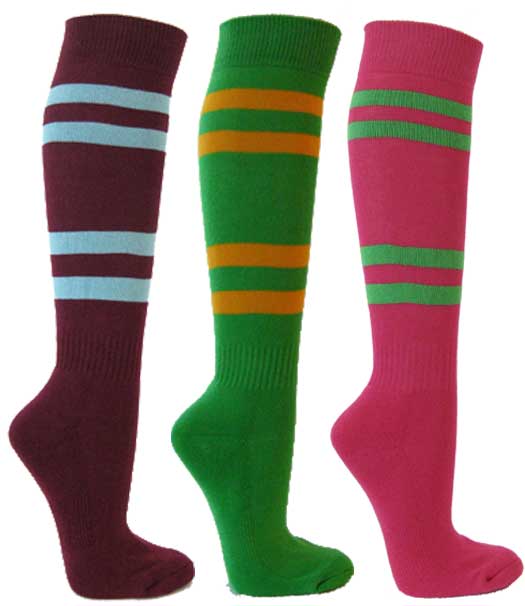 Cotton knee socks 4line 2colors