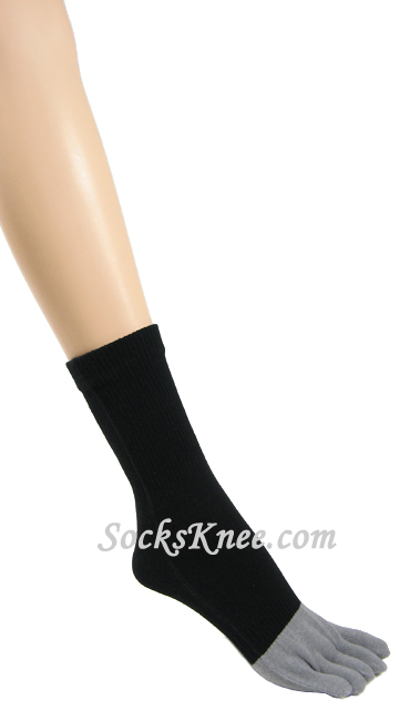 Bamboo Black Fabric Toed Dark Gray/Grey Toe Socks - Click Image to Close