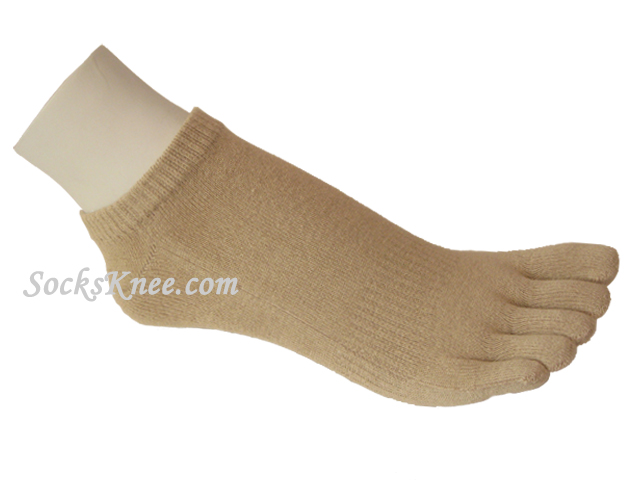 Beige No Show Length Toe Toe Socks - Click Image to Close