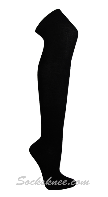 Black Polyester Fashion design Novelty Over Knee High Socks