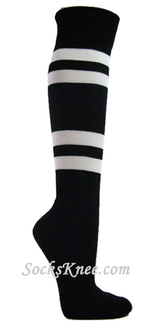 Black striped knee socks w 4white stripes for sports