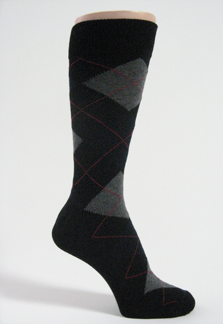 Black charcoal grey navy Mens argyle socks mid calf