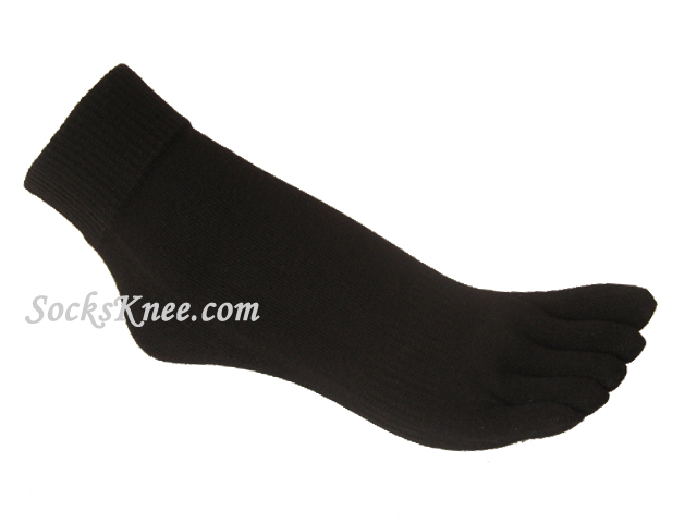 Black Ankle High Five Finger Toes Toe Socks - Click Image to Close