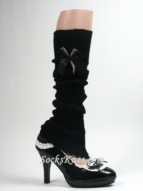 Black Leg Warmer with Bow - Click Image to Close