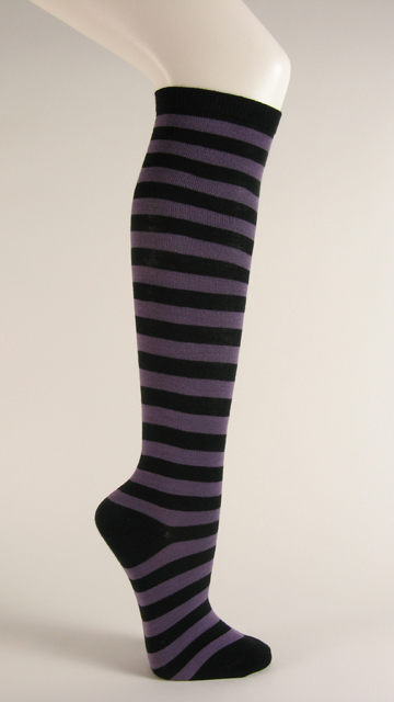 Black and purple striped knee socks
