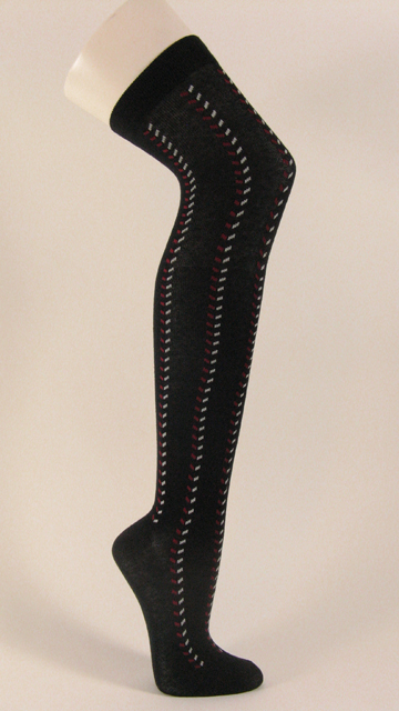 Black chevron pattern socks over knee