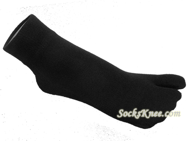 Split Toed Black Ankle High Toe Socks