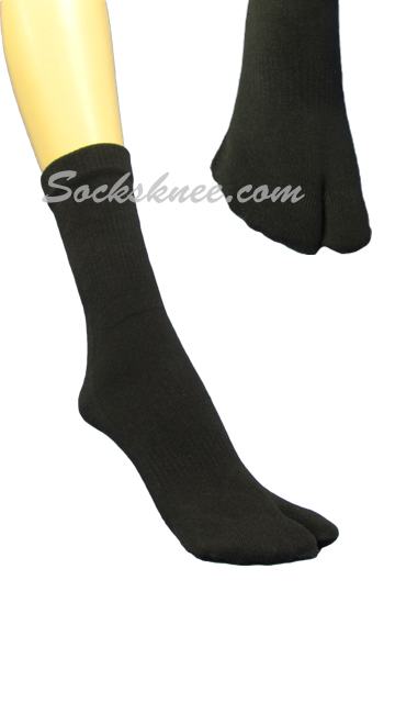 Black Split Toed Toe Socks, Quarter ~ Midcalf Length