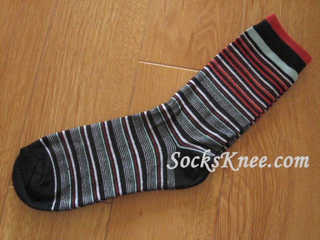 Black Striped Crew Socks for Women