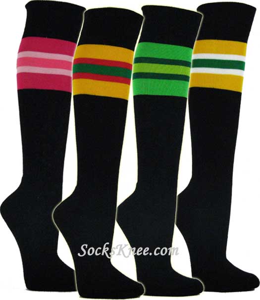 Black with Multi-Striped Socks