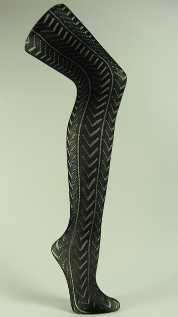 Black tights larger chevron lace - Click Image to Close