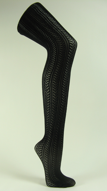 Black tights smaller chevron lace - Click Image to Close