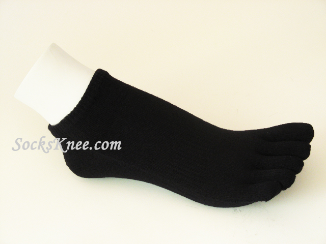 Black No Show Length Toe Toe Socks - Click Image to Close
