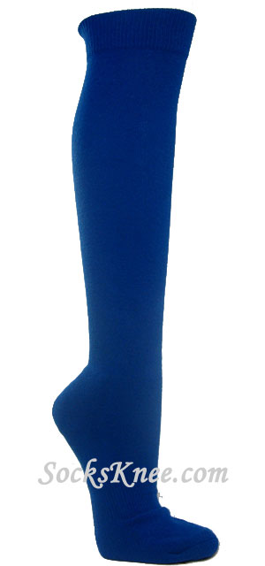 Blue athletic knee socks for sports - Click Image to Close