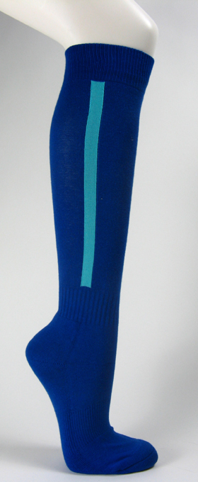 Blue mens knee socks with sky blue striped for baseball and spor