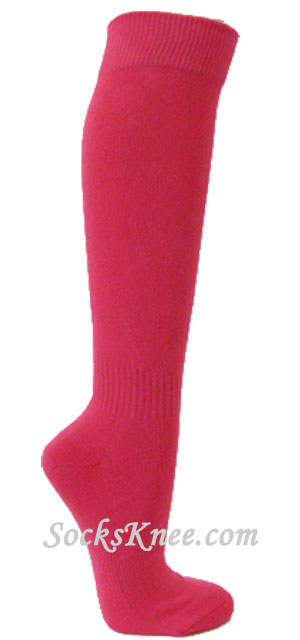 Bright pink athletic knee socks for sports - Click Image to Close