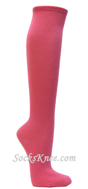 Bright Pink womens fashion casual knee socks - Click Image to Close