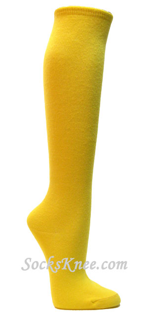 Bright Yellow womens fashion casual knee socks - Click Image to Close