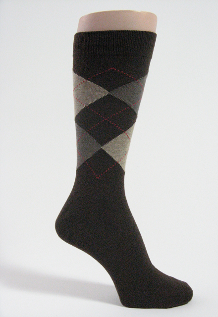 Brown beige pale brown argyle socks mid calf - Click Image to Close