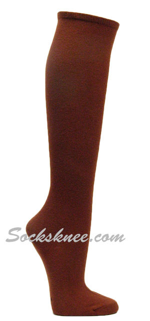 Brown womens fashion casual dress knee socks - Click Image to Close