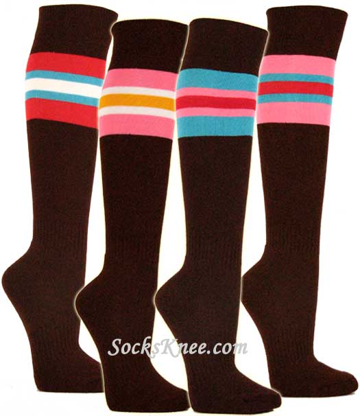 Brown with Multi-stripes Socks