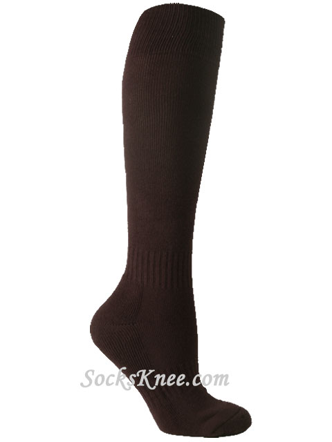 Dark Brown youth sports knee socks - Click Image to Close