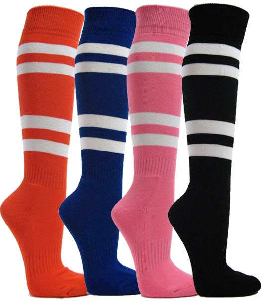 Athletic knee sock 4White stripe
