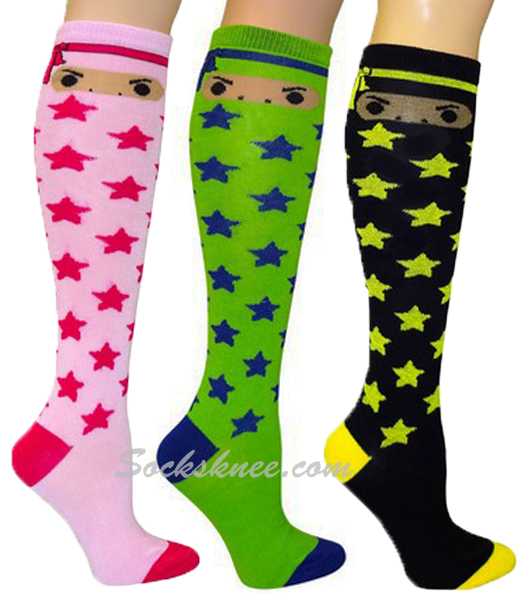 Ninja Knee High Socks With Stars