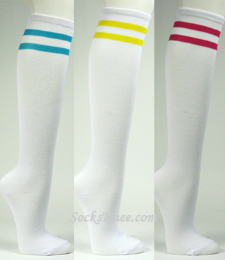White with 2Stripes Knee Socks