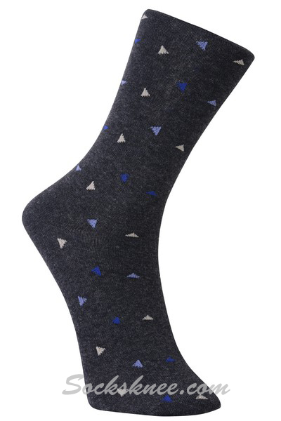 Charcoal Men's Triangle Confetti Blended Dress Socks - Click Image to Close