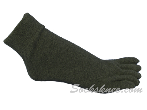 Charcoal Winter Thick Ankle High 5 Finger Toe Socks