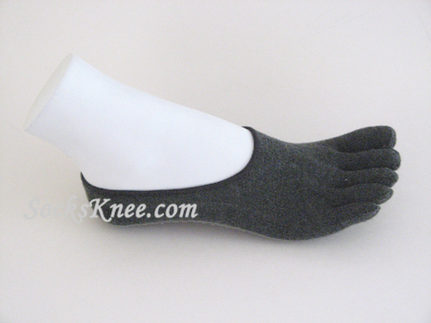 Charcoal Gray/Dark Grey 5fingers toes Toe Socks, Super Low Cut - Click Image to Close