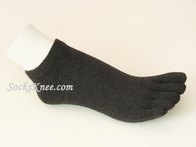 Charcoal Grey/Dark Gray No Show Length Toe Toe Socks - Click Image to Close
