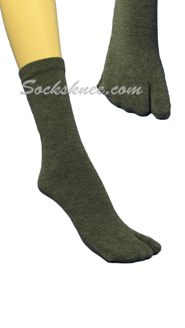 Charcoal Split Toed Toe Socks, Quarter ~ Midcalf Length
