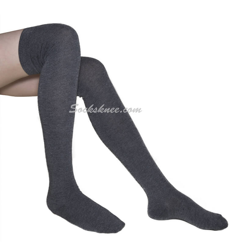Charcoal Women Over knee Thigh high boot socks - Click Image to Close