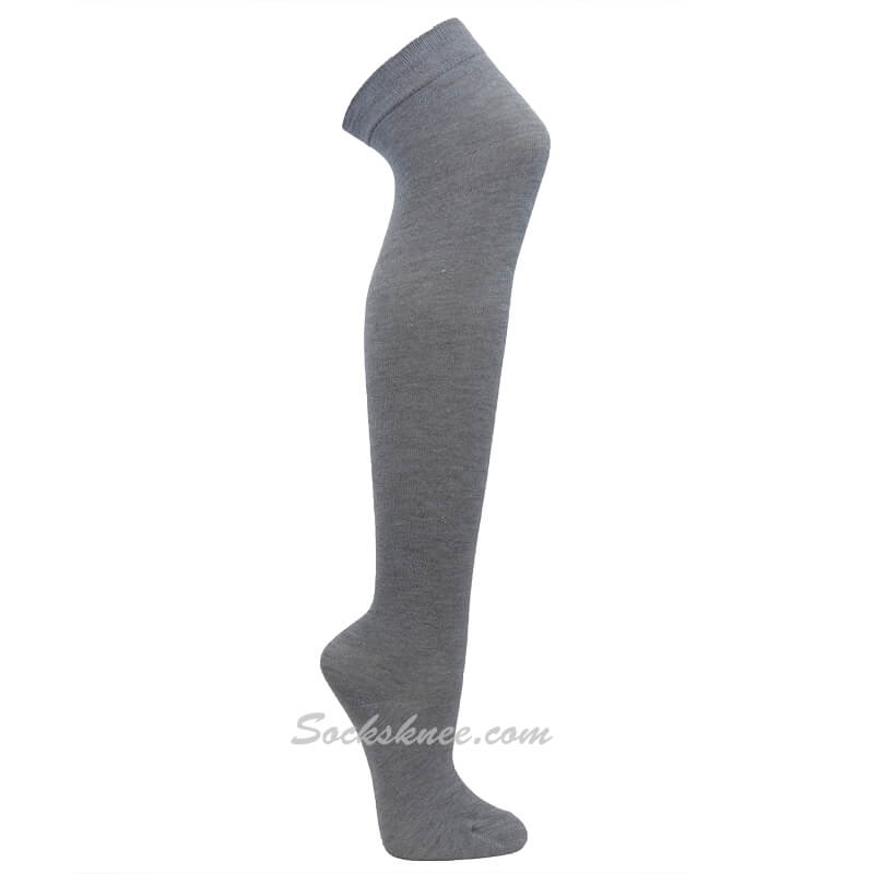 Gray Women Over knee Thigh high boot socks - Click Image to Close