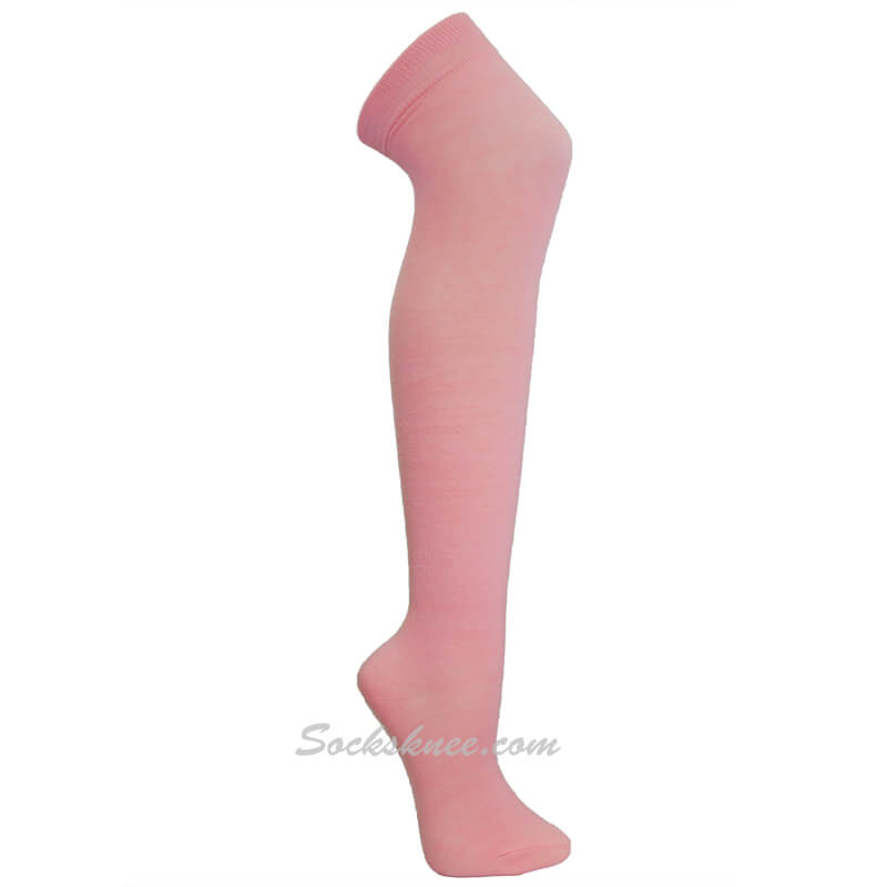 Light Pink Women Over knee Thigh high boot socks - Click Image to Close