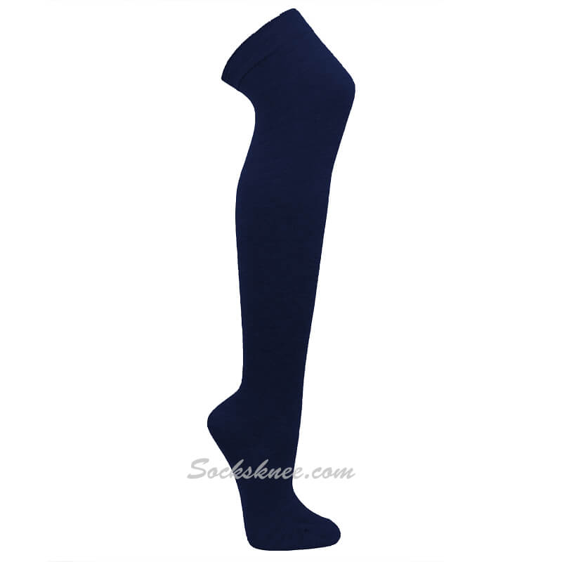 Navy Women Over knee Thigh high boot socks - Click Image to Close