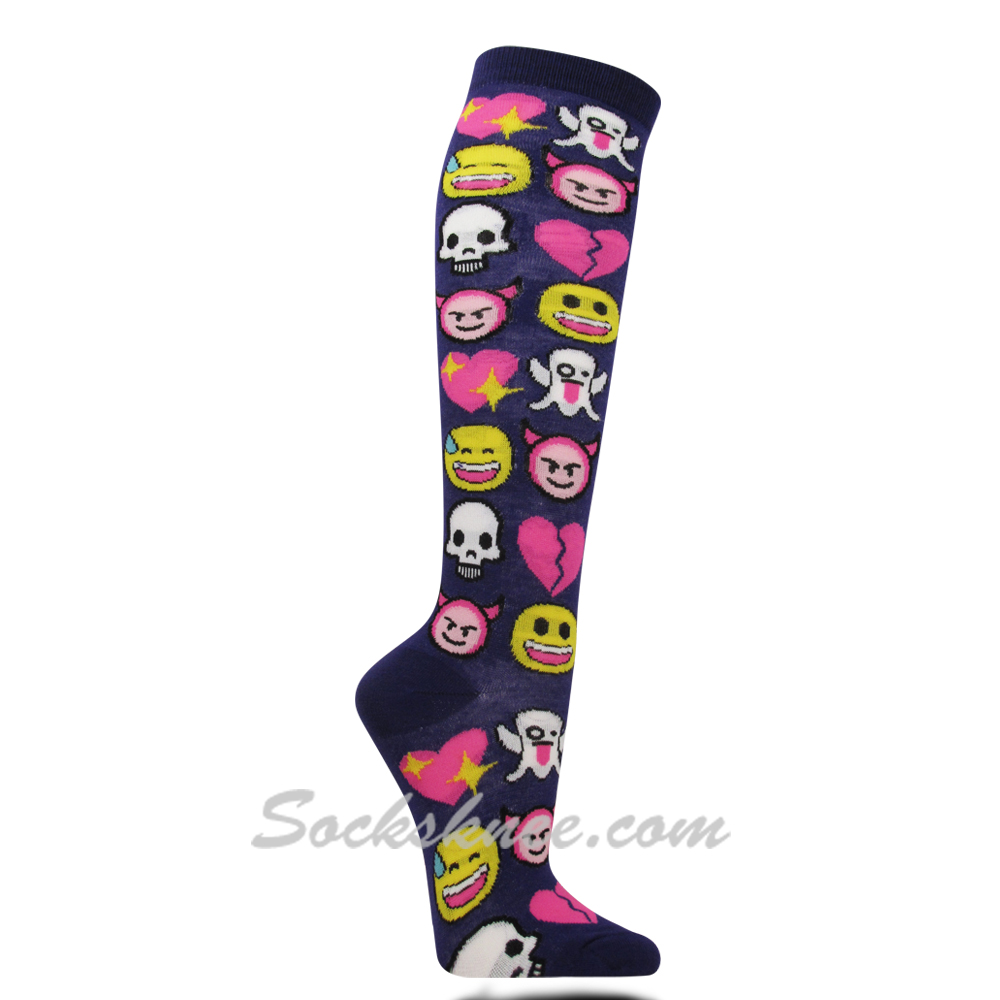 Cute Emoji Unisex Novelty Knee High Socks