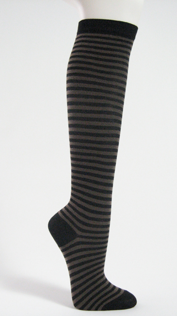 Dark brown thin striped knee high socks