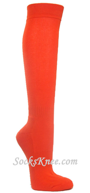 Dark Orange athletic knee socks for sports - Click Image to Close