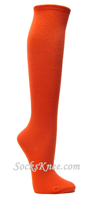 Dark Orange womens fashion casual knee socks - Click Image to Close