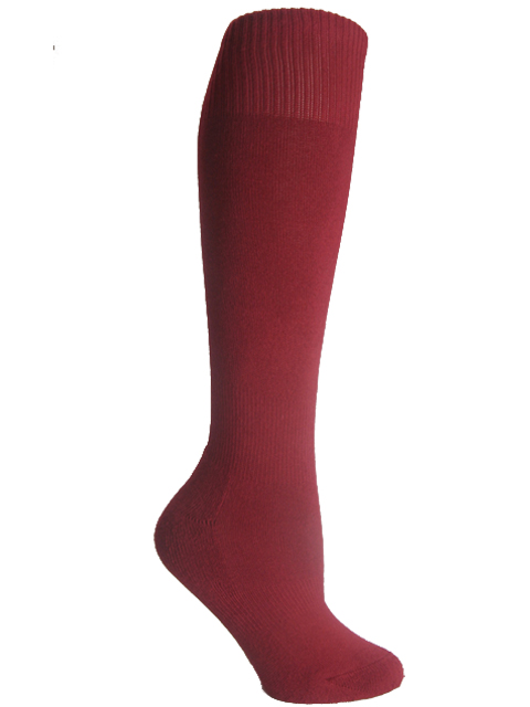Dark red youth sports knee socks - Click Image to Close