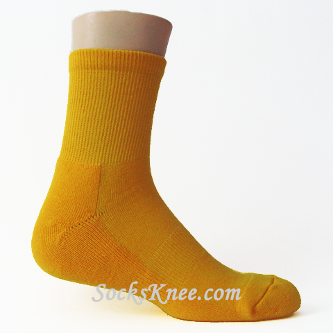 Gold Yellow Premium Quality Quarter/Crew High Basketball Socks - Click Image to Close