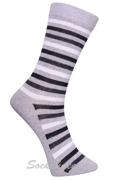 Gray Men's White Black Charcoal Stripes Dress Socks