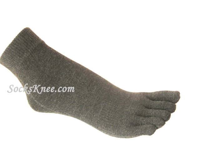 Gray/Grey Ankle High Length Five Finger Toes Toe Socks - Click Image to Close