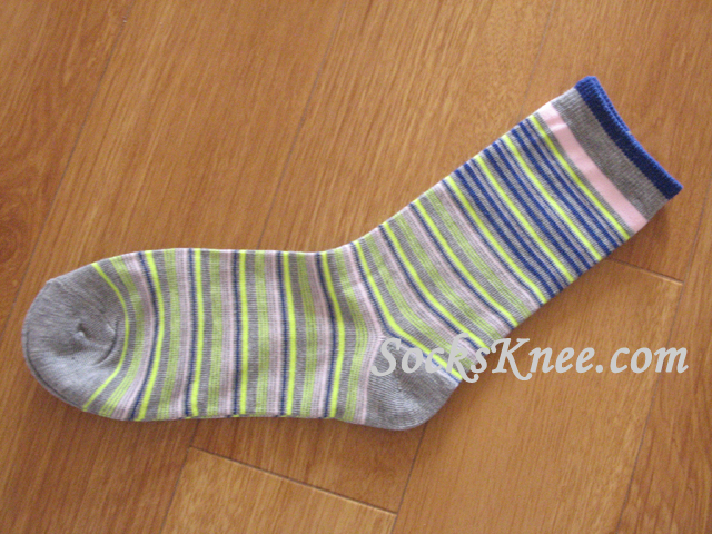 Gray Striped Crew Socks for Women