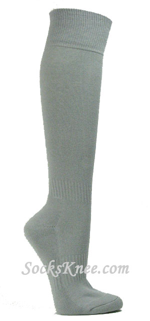 Gray grey athletic knee socks for sports - Click Image to Close