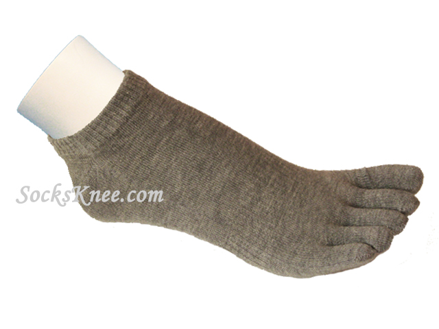 Grey No Show Length Toe Toe Socks - Click Image to Close