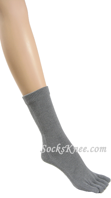 Grey/Gray 5fingers Toed Toe Socks, Quarter ~ Midcalf Length